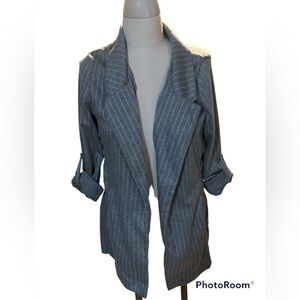 Haute Monde Women’s Sports Coat White Stripe Business Casual Blazer Size Medium